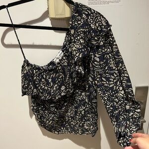 Apiece Apart one shoulder silk cotton printer top- size 0
